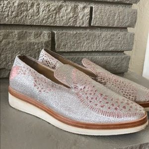 Free people silver shine loafers